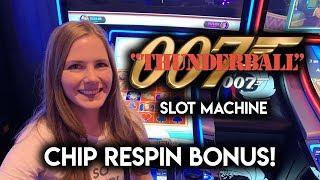 James Bond Thunderball Slot Machine! Gold Chip Re-Spin BONUS!!