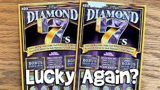 Can I get Lucky Again? 2X $20 Diamond 7s  TEXAS LOTTERY Scratch Off Tickets