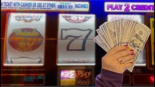 Risked $1200 in $25 Triple Red Hot 7s Slot Machine! 2 Handpays!
