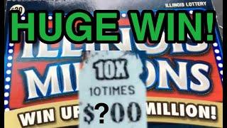 10X Symbol Claimer!! Great win!! $20 Illinois Millions Instant Lottery Ticket