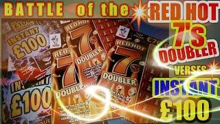 #1 New Monday Scratchcard game startsINSTANT £100. Vs ..RED HOT 7"s DOUBLER
