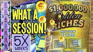 BIG WIN!  Beginning to End WOW!!  $50 TICKET! $1,000,000 Golden Riches  TX Lottery Scratch Offs