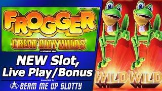 Frogger:Great City Wilds Slot - First Attempt, New Slot, Live Play and Free Spins Bonus
