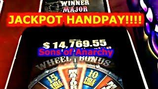 SONS OF ANARCHY JACKPOT HANDPAY  MAX BET  RETRIGGERS