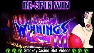 WICKED WINNINGS 3 Slot Machine Nice Re-spin -Aristocrat
