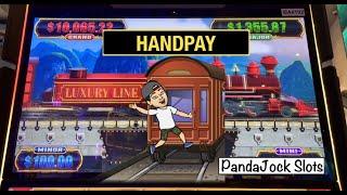 I took the Grand Train to Handpay Town! Cash Express, Luxury Line 50 Lions handpay