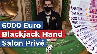 Crazy 6000 Euro Blackjack Hand - Salon Privé!