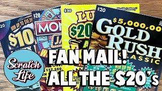 NICE WIN!  All of Florida's $20 LOTTERY TICKETS!  $5,000,000 GOLD RUSH, MONOPOLY JACKPOT + MORE!