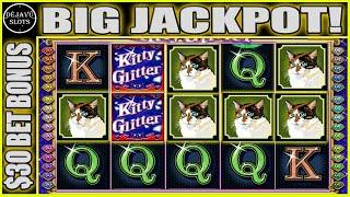 WoW THIS LINE HIT PAID ME A BIG JACKPOT! $30 BET KITTY GLITTER HIGH LIMIT SLOTS
