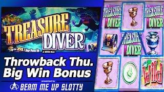 Treasure Diver Slot - TBT Live Play and Free Spins Big Win Bonus in Double or Nothing attempt