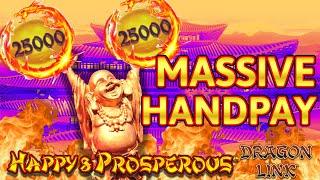 HIGH LIMIT Dragon Cash Link Happy Prosperous MASSIVE HANDPAY JACKPOT ~ $50 Bonus Round Slot Machine