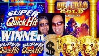 BUFFALO GOLD HIT $$$ LET'S MAX BET QUICK HIT SLOT MACHINE CASINO GAMBLING!