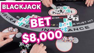 $8,000 BET on 1 Blackjack Hand - Crazy Wild Session + VR Blackjack announcement - #133