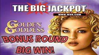 BIG WIN on GOLDEN GODDESS  BONUS ROUND w/ The Big Jackpot | The Big Jackpot
