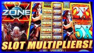 WHY SLOT MACHINE MULTIPLIERS MATTER!  LIL RED, SPARTACUS COLOSSAL REELS  SWORD OF DESTINY  BONUS!