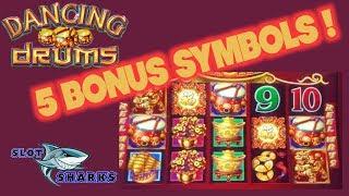 5 Bonus Symbols for a BIG WIN on Dancing Drums !
