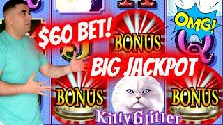BIG HANDPAY JACKPOT On High Limit Kitty Glitter Slot - $60 A Spin | Slot Machine BIG JACKPOT | EP-11