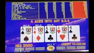 Four Aces +  (4) for a Hand-paid $4K Jackpot on Double Double Bonus Poker... As It Happens!