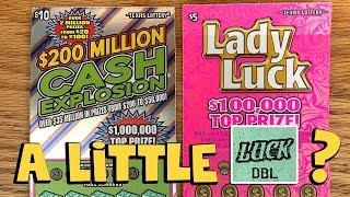 A Little Luck? Lady Luck + $200 Million Cash Explosion!  TEXAS LOTTERY Scratch Off Tickets