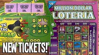**NEW** WINS ON BOTH!  25X Tic Tac Toad + 2X $20 Million Dollar Loteria!  TX Lottery Scratch Offs