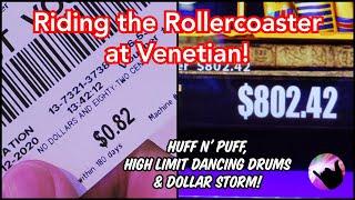 It Started With 82 Cents - My 1st Gold Hat on Huff n Puff + High Limit Dancing Drums + Dollar Storm!