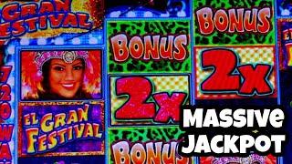 MASSIVE JACKPOT OVER $15K  GRAND FESTIVAL SLOT JACKPOT  $250 SPINS FREE GAMES ON HIGH LIMIT BETS