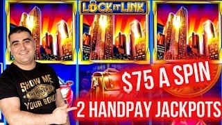 $75 A Spin 2 HANDPAY JACKPOTS On High Limit Lock It Link Slot | Las Vegas Casino JACKPOT | EP-17