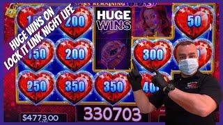 HUGE WINS On Night Life Lock It Link Slot Machine