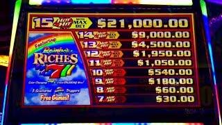Rainbow Riches slot- 3 max bet bonuses! Nice win!