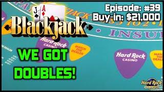 BLACKJACK #39 $21K BUY-IN NICE WINNING SESSION $500 - $2000 HANDS Good Action with Big Doubles