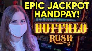 EPIC JACKPOT HANDPAY! First Time Playing Buffalo Rush! What An Awesome NEW Buffalo Slot Machine!!