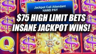 MASSIVE $75 BETS OPENS IN THE JACKPOT VAULT AND PRODUCES HUGE WINS  STRIKING STARS SLOT MACHINE