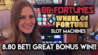 88 Fortunes 5 cent Version $8.80 Bet Nice Bonus WIN!!! Wheel of Fortune Bonuses!!!