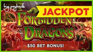 TWO JACKPOT HANDPAYS! Forbidden Dragons Slot - $50/SPIN BONUS!