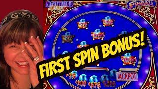 FIRST SPIN BONUS! HIGH LIMIT PINBALL!
