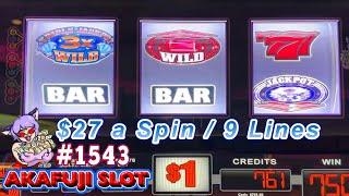 Triple Gems Deluxe Slot Machine 3 Reels 9 Lines Max Bet $27 Yaamava Casino 赤富士スロット 一回転￥3,500円 アカフジ撃沈