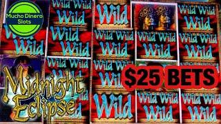 MIDNIGHT ECLIPSE SLOT HIGH LIMIT/ FREE GAMES/ FULL SCREEN WILDS/ BIG BETS/ MUCHO DINERO SLOTS