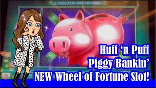 Huff 'N Puff Piggy Bankin' and a NEW Wheel Of Fortune Electronic SLOT MACHINE Las Vegas Slots
