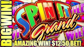 BIG WILD WIN!! $12.50 BET!  SPIN IT GRAND Slot Machine (Aristocrat Gaming)