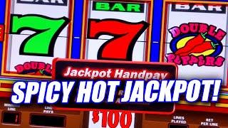 MEGA JACKPT WIN ON CHILLI HOT PEPPERS HIGH LIMIT SLOT MACHINE  OH!! THAT'S A BIG ONE!