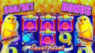 HIGH LIMIT Drop & Lock Sweet Tweet $50 MAX BET Bonus Round Slot Machine Casino