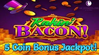 Rare 5 Pot Bonus Trigger Jackpot  Rakin Bacon High Limit Slots in Las Vegas