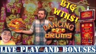 NEW SLOT ALERT!!! LIVE PLAY and BONUSES on Dancing Drums Slot Machine BIG WINS!!!!