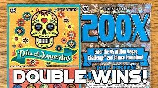 Double Wins! $20 200X + 2X Día De Los Muertos  TEXAS LOTTERY Scratch Off Tickets