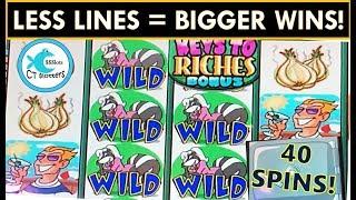 IT WORKS! BIG WIN PLAYING LESS LINES ON STINKIN' RICH SLOT MACHINE! FULL PAY RETRIGGERS!