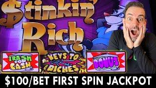 $100/Bet  FIRST SPIN JACKPOT  Stinkin' Rich at Greektown Casino #ad