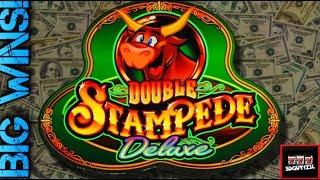 BIG WINS! Bonuses on Double Stampede Deluxe Slot Machine