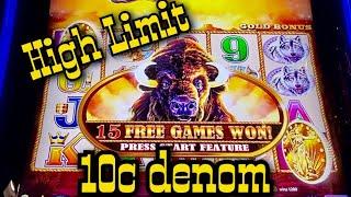 High Limit Buffalo Gold 10c denom and Hold onto your Hat