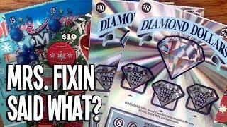 MRS. FIXIN SAID WHAT?  Diamond Dollars  Merry Money +!  TEXAS LOTTERY Scratch Offs