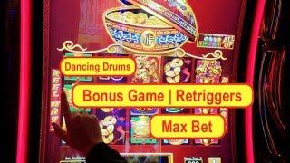 We are so EXTRA  FREE GAMES on Dancing Drums High limit slots in VEGAS